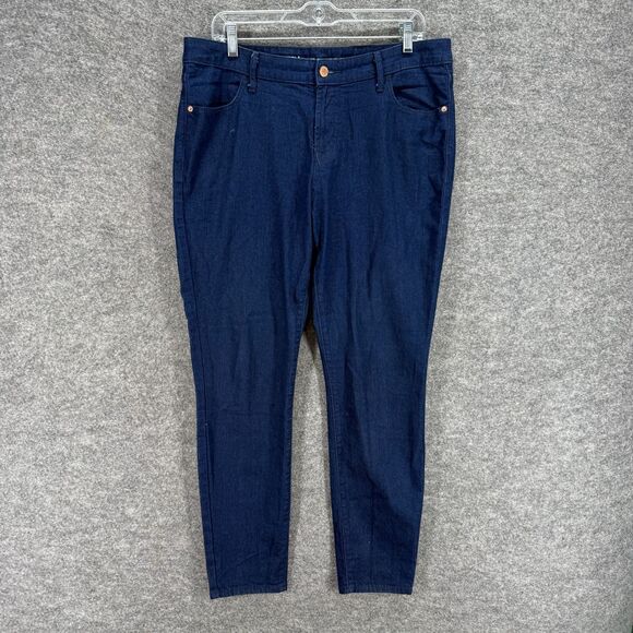 Old Navy Jeans Women 14 Blue Denim Dark Wash High Rise Skinny Flat Front Casual - Picture 1 of 8